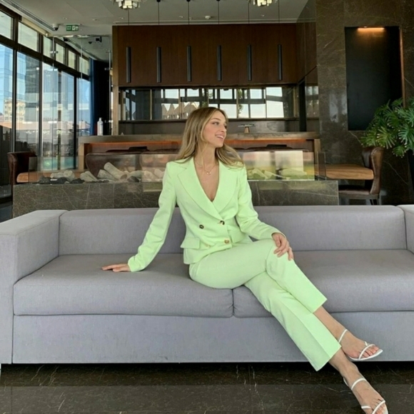 ZARA Double Breasted Blazer color Lemon - Picture 6 of 15